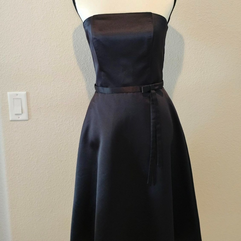 Jessica Mcclintock Sexy Little Black Dress Strapless Sz 8 Dinner Holiday Party - Picture 3 of 10